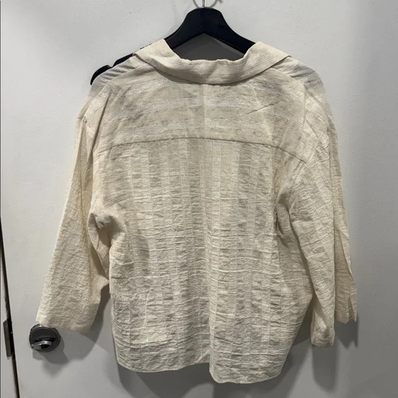 Zara TEXTURED PYJAMA-STYLE BLOUSE - Picture 7 of 8